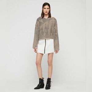 ALL SAINTS Bleach Out Breton Striped Jumper Size M